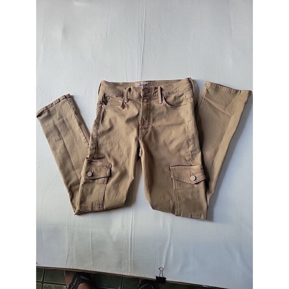 MOTHER Pants Womens 25 Khaki Toasted Brown Mid Rise Dazzler Cargo Ankle - Picture 4 of 10